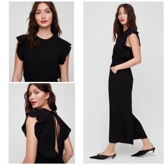 Wilfred Fleurette Ruffle Cap Sleeve Cropped Wide Leg Jumpsuit XXS - Picture 2 of 14